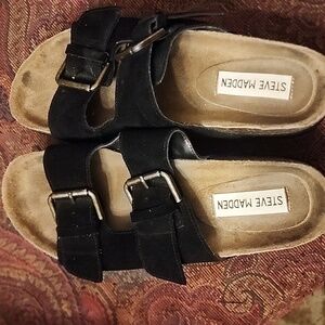 Steve Madden Kali Black Suede Platform Sandals Size 7